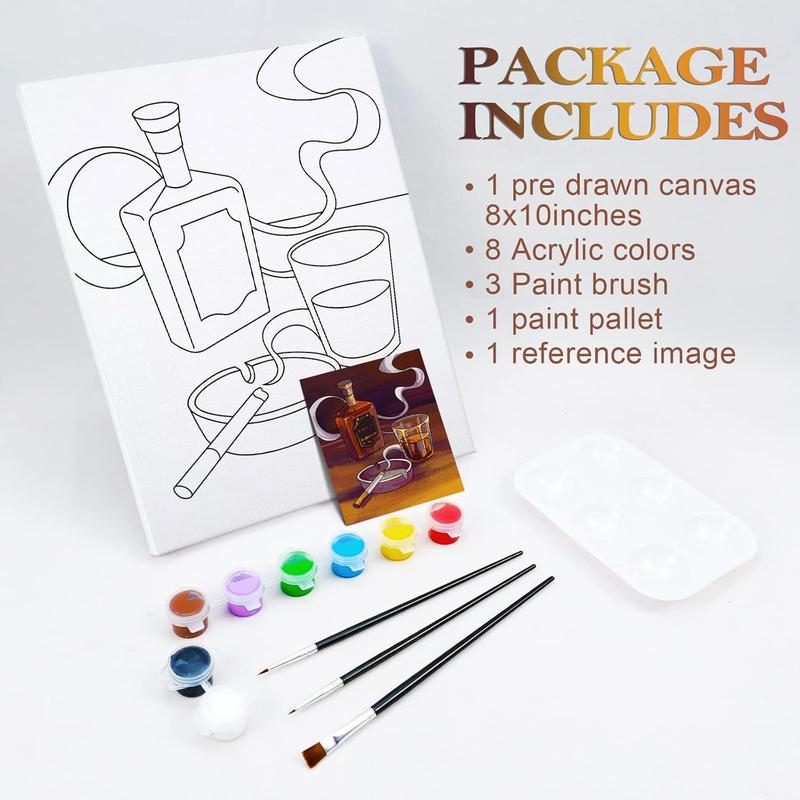 8x10 Canvas Painting Kit Pre Drawn Canvas for Painting for Adults Sip and  Kit for Adult's Date Night Party Favor Outdoor Acitivities Supplies