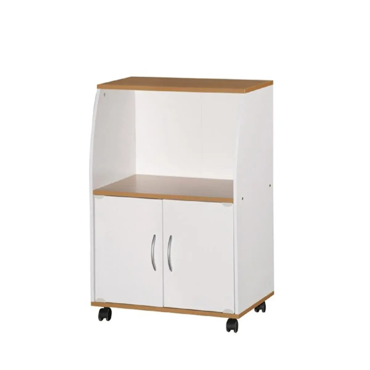 212 MAIN Compact Beech Compressed Wood Rolling Microwave Cart with Casters, 33x22x15 in Modern Kitchen Storage Cabinet, Commercial-Use Rolling Storage Dresser