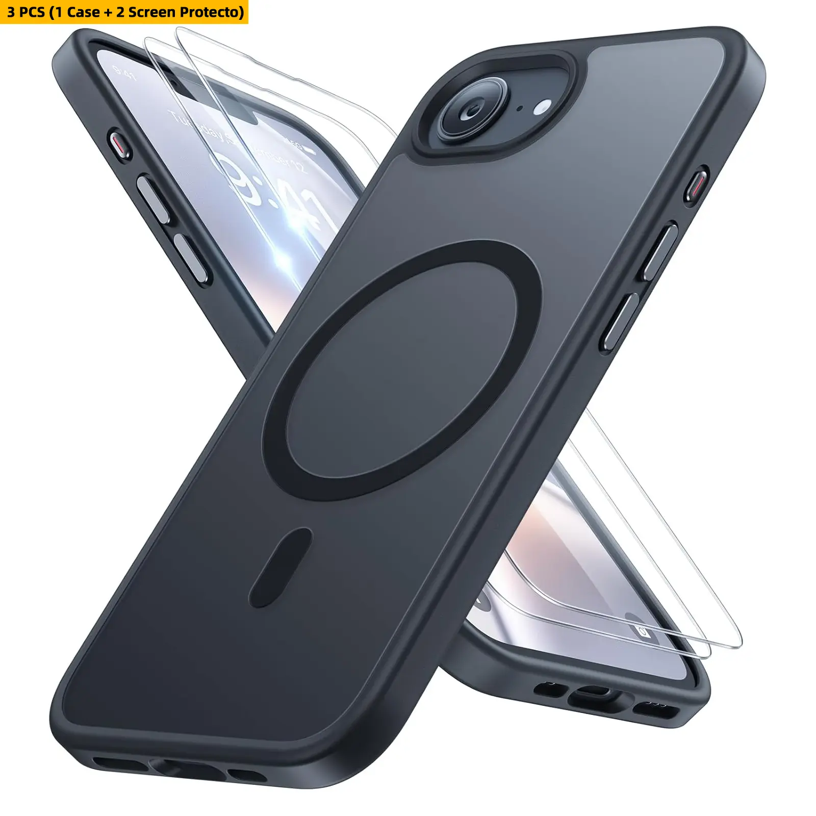 for iPhone 16e & iPhone 17e Case Cover for MagSafe [with 2×9H+ Screen Protectors] Top-Tier Military-Grade Shockproof Protection with Velvet Touch Soft TPU Cover for iPhone 16e/17e Protective Phone Case 6.1"