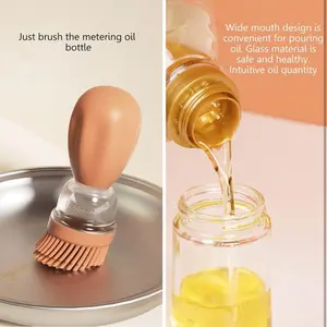 with Brush - Glass Olive for Kitchen, 2 IN 1 with Silicone Basting Brush for Cooking Vinegar Sauce BBQ Grill Frying