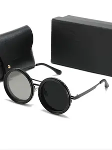 One-mirror with Multiple Uses, Manual Dimming Sunglasses, Adjustable Tint Polarized Round Sunglasses, UV Protection Eyewear for Men, Trendy Casual Sunglasses, High Quality