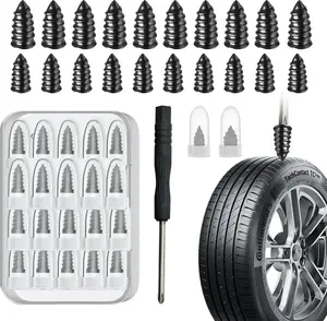 60 PCS Tire Repair Rubber Nails Kit with 2 Sizes, Tire Repair Kit – Fast Self-Service Tire Repair Tools, Screw in Tire Repair Plugs with Box and Screwdriver, Tire Plugs Kit