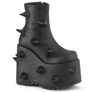 Demonia Slay-77 Black Vegan Leather Ankle Boots