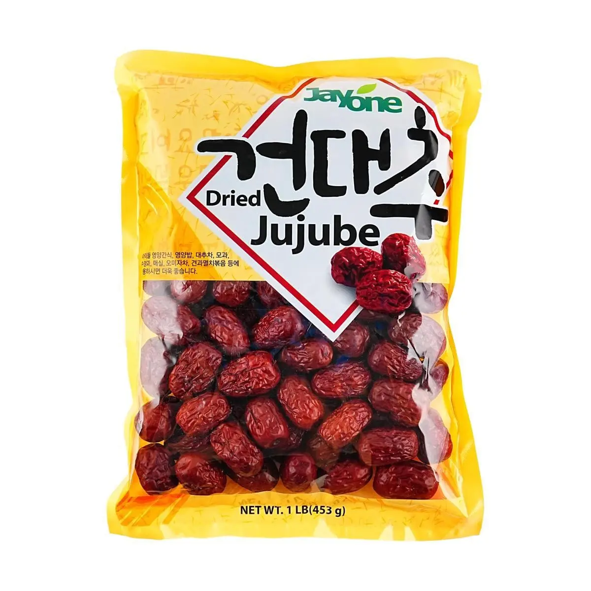 JAYONE Korean Red Dates Jujube 454g - Dried Sweet Fruit for Cooking, Baking, Tea, Porridge & Soups