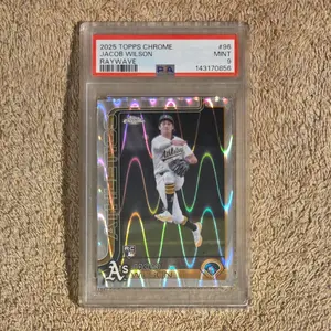 2025 TOPPS CHROME #96 JACOB WILSON RC RAYWAVE REFRACTOR GRADED PSA 9 MINT ATHLETICS