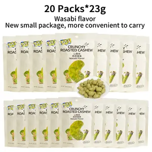 20 packs * 23g, IYES, Crispy Roasted Cashews, Wasabi flavor,Mustard Flavor, Crispy, Snacks, Nuts