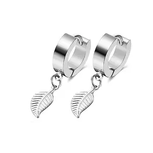 GTHIC Feather Stainless Steel Hoop Earrings for Wedding Engagement Birthday Gift Durability