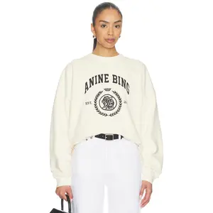ANINE BING Miles Collegiate Sweatshirt in Cream