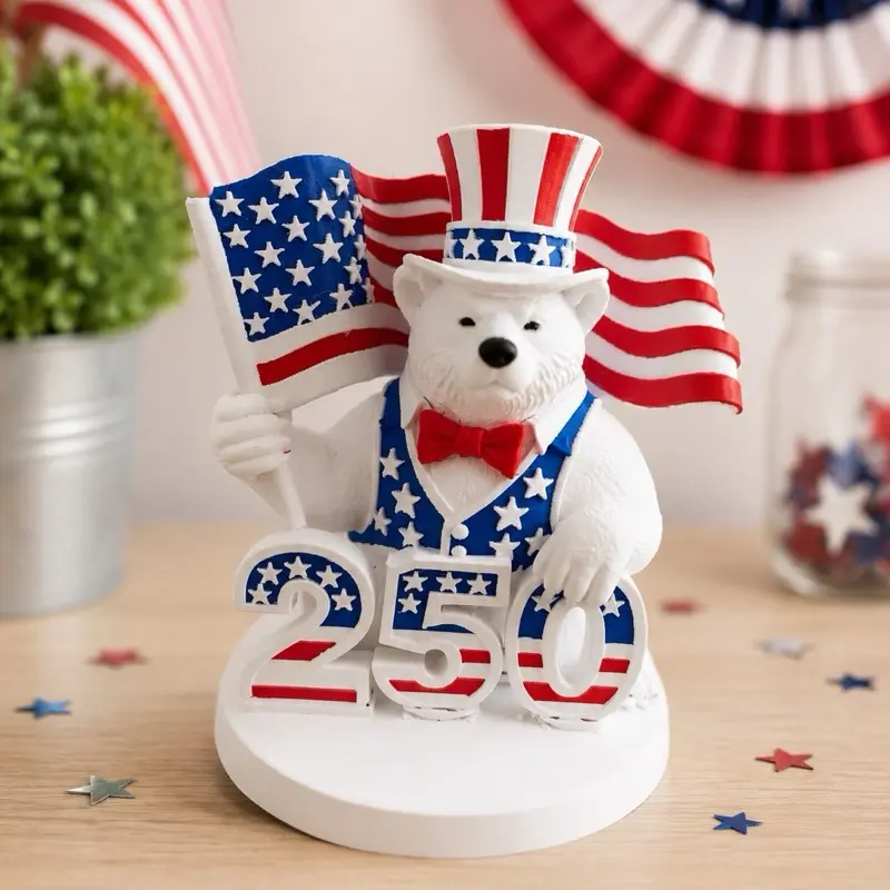 America 250 Polar Bear Tabletop Decor