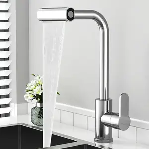 Stainless Steel Kitchen Faucet with Waterfall Feature - Multi-Function, Hot & Cold Water, Rotatable Spray Head with Inlet Pipe Included, Kitchen Water Faucet