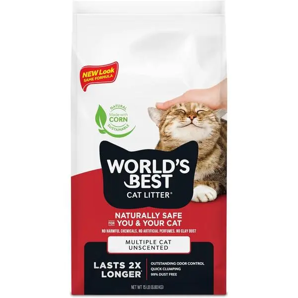 Unscented Clumping Cat Litter 15 lb – Natural, Flushable, Low Dust Odor Control Cat Litter