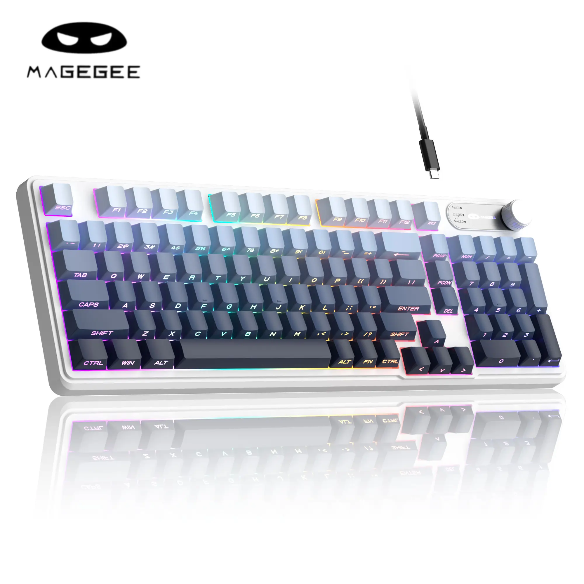 MageGee GK960 96% Gaming Keyboard, RGB Backlit Wired Mechanical Feel Keyboard with Volume Knob, Full Size USB Keyboard with Number Pad, 19-Key Rollover, Multimedia Keys for PC Computer Laptop Windows