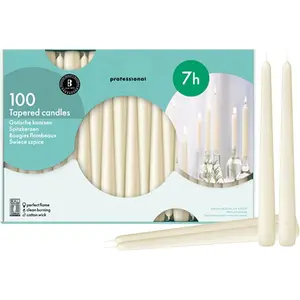 Taper Candles 100 Count Bulk Pack - 10 Inch Dinner Candle Set - 7+  Hours -  European Quality - Smooth Flame -   Wick -  & Dripless Household Candlesticks