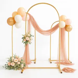 Arch Backdrop Stand Set of 3, Balloons Arch Frame for Wedding,, Baby Shower, Birthday Decorations (Gold, 4ft+5ft+6ft)