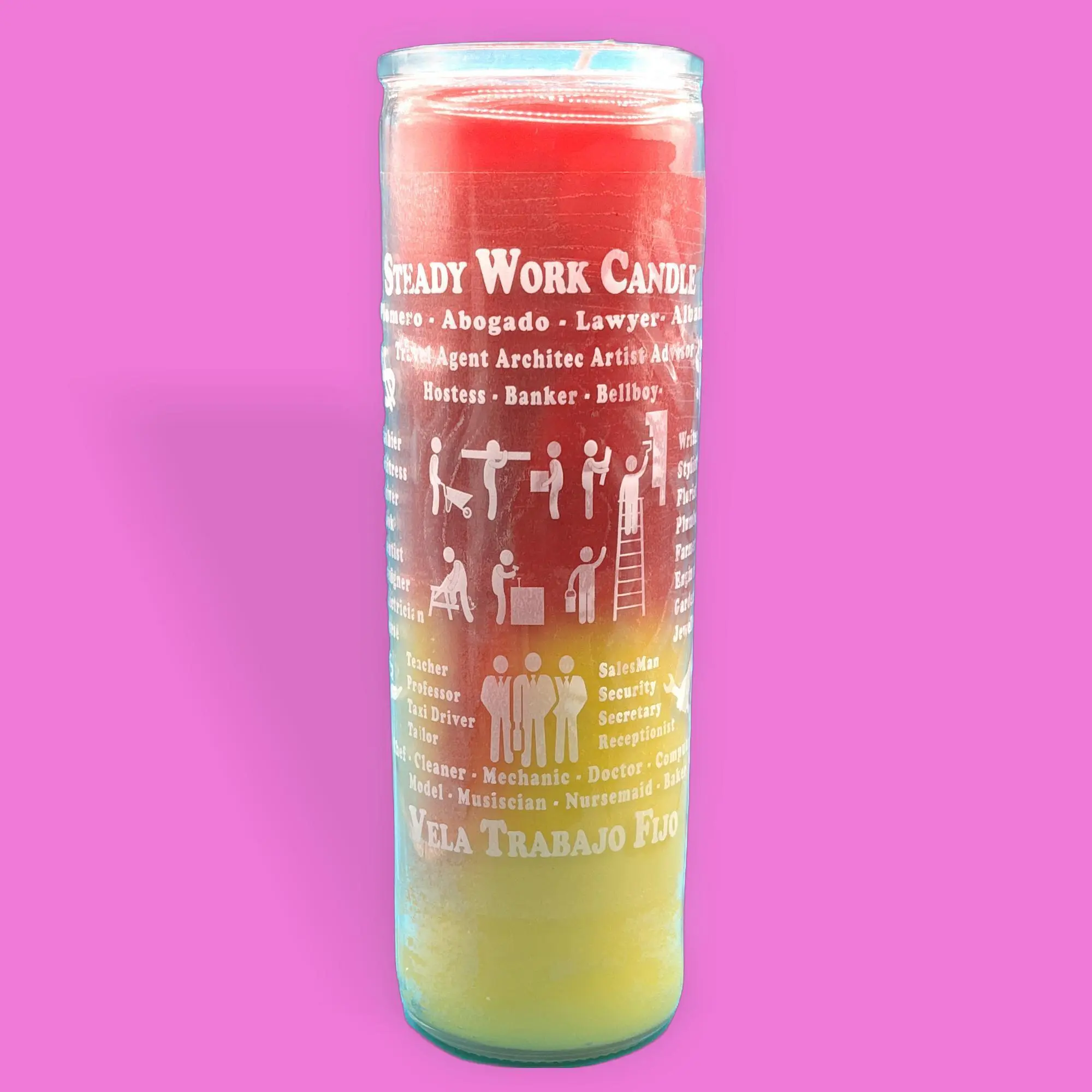 Scented Candles for Home Decor, Long-Lasting Light & Home Fragrance, 2-Color House Decoration Candle (Steady Work Job Trabajo Fijo Themed)