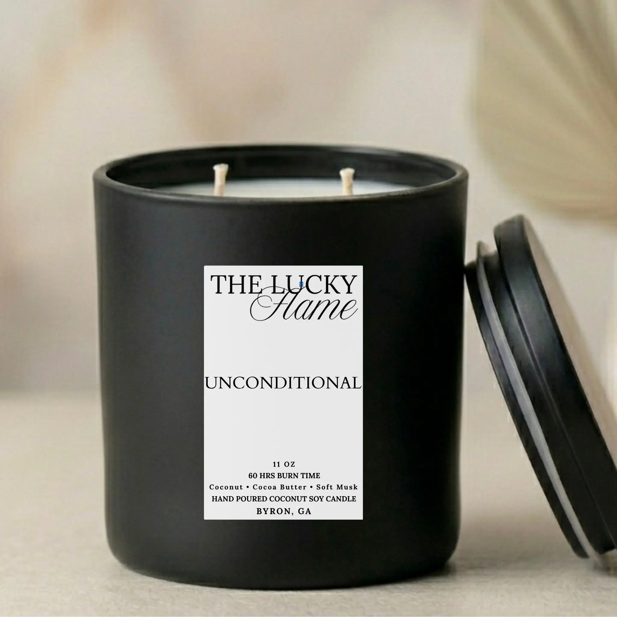 Unconditional – Coconut, Cocoa Butter & Jasmine Candle | 9 oz Double Wick Luxury Coconut Soy Wax
