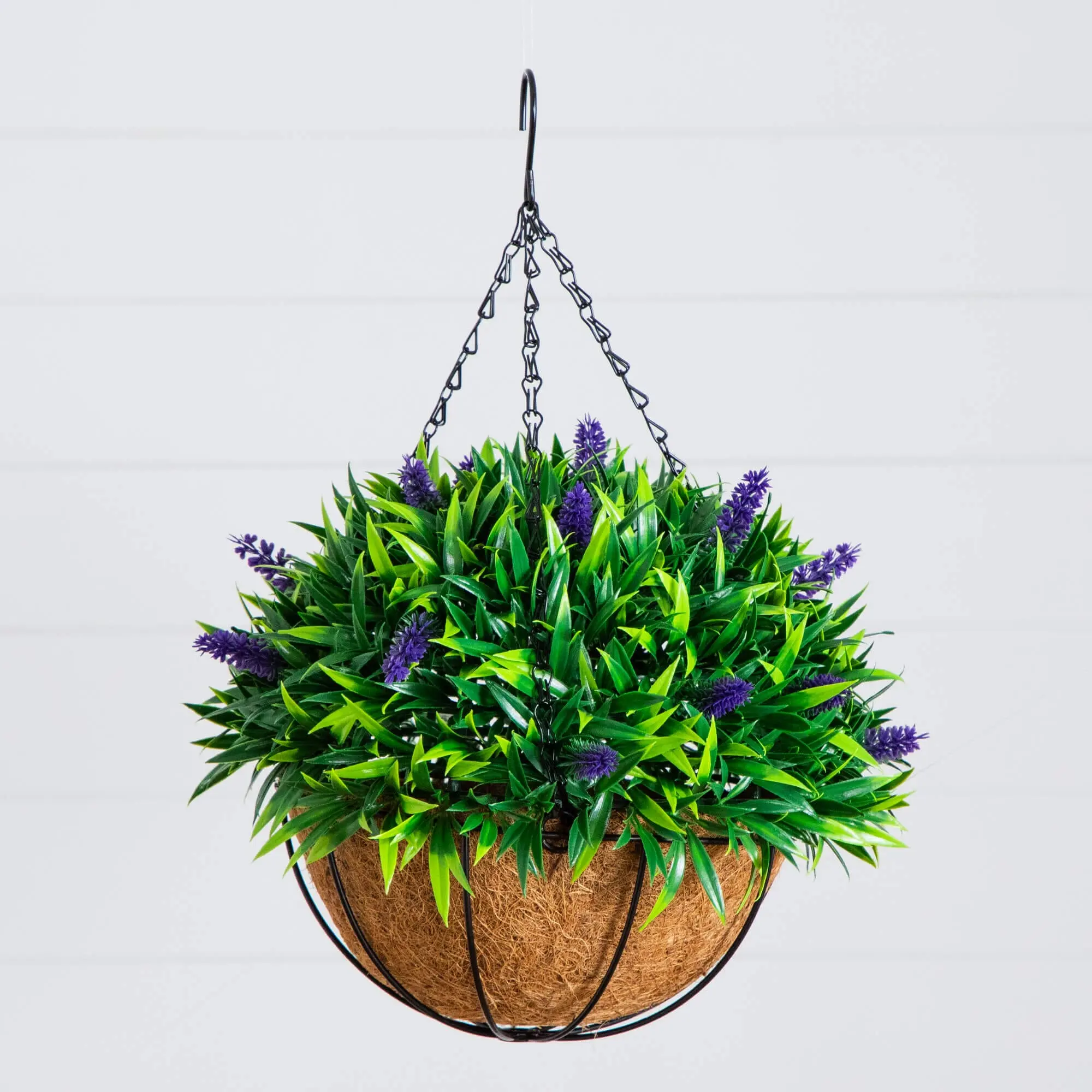 18" UV-Resistant Artificial Lavender Hanging Basket - Indoor-Outdoor Hanging Flower Pots, Garden Planters for Home & Garden Accessories
