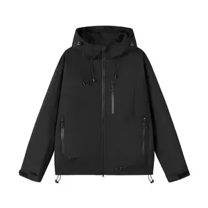 Outdoor Lightweight Waterproof Windproof Hiking Jacket for Couples (Men & Women), Single-Layer Thin Hooded Jacket with Multiple Pockets, Zippered Design, Regular Fit, Suitable for Spring and Autumn Daily Wear