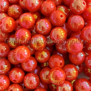 16mm Orange AB Beads, AB Beads, Resin, Loose, Chunky, Round, Gumball, Crafting Supplies