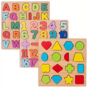 3D Colorful Alphabet Number Puzzle, Montessori Wooden Educational Toy, Math Shape Recognition Game for Kids, Halloween DIY Gift Idea, Shape Recognition Puzzles