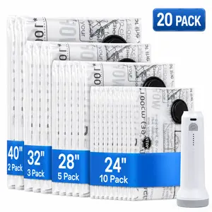 20 Pack Vacuum Storage Bags for Travel with Rechargeable Cordless Electric Pump, Carry-On Compression Packing Bags for Luggage & Suitcase, Space Saving Bags for Clothes and Clothing