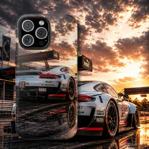 Porsche Racing Phone Case, GT Motorsport iPhone Cover, Track Day Sports Car Design, Automotive Enthusiast Gift, Shockproof Tough Case