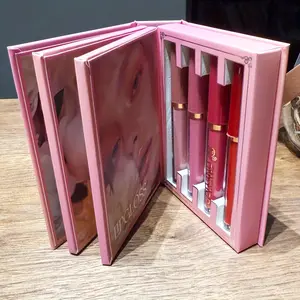 Book Makeup Tray, 12 Eye Shadows, 4 Blush Highlights, 4 Perfect Lip Glazes, 3 Page Book Design Styles, Color Matching Eye Shadows, Delicate Blush Highlights, Red Series Lip Glazes, Unique Red Lips, Halloween, Valentine'S Day, Various Holida