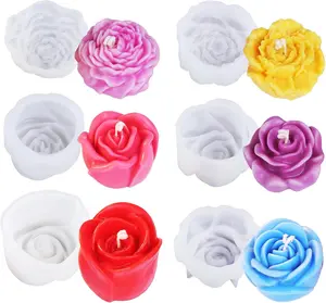 Flower Resin Molds, Rose Candle Making Molds Including 6 PCS Flower Silicone Resina Moldes, Silicone Molds for Epoxy Resin Craft,Candle Making