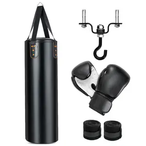 COSTWAY - Fitness Room Bundle: Hanging Punching Bag Set + Folding Treadmill