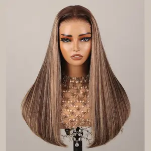 Megalook 5x6 Silky Straight Lace Front Human Hair Wig Color TP27 HD Lace Pre Cut and Pre Plucked with Natural Hairline Deep Part Fashion Style For Women