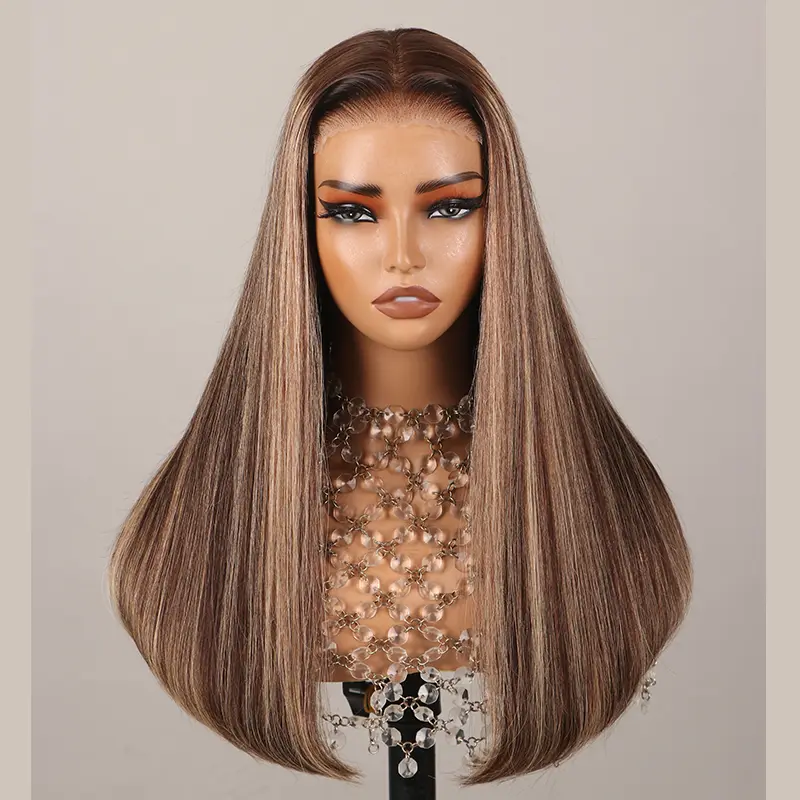 Megalook 5x6 Silky Straight Lace Front Human Hair Wig Color TP27 HD Lace Pre Cut and Pre Plucked with Natural Hairline Deep Part Fashion Style For Women, Female, Deep Part Style, Fashion-Forward Look, Women's Fashion, Smooth