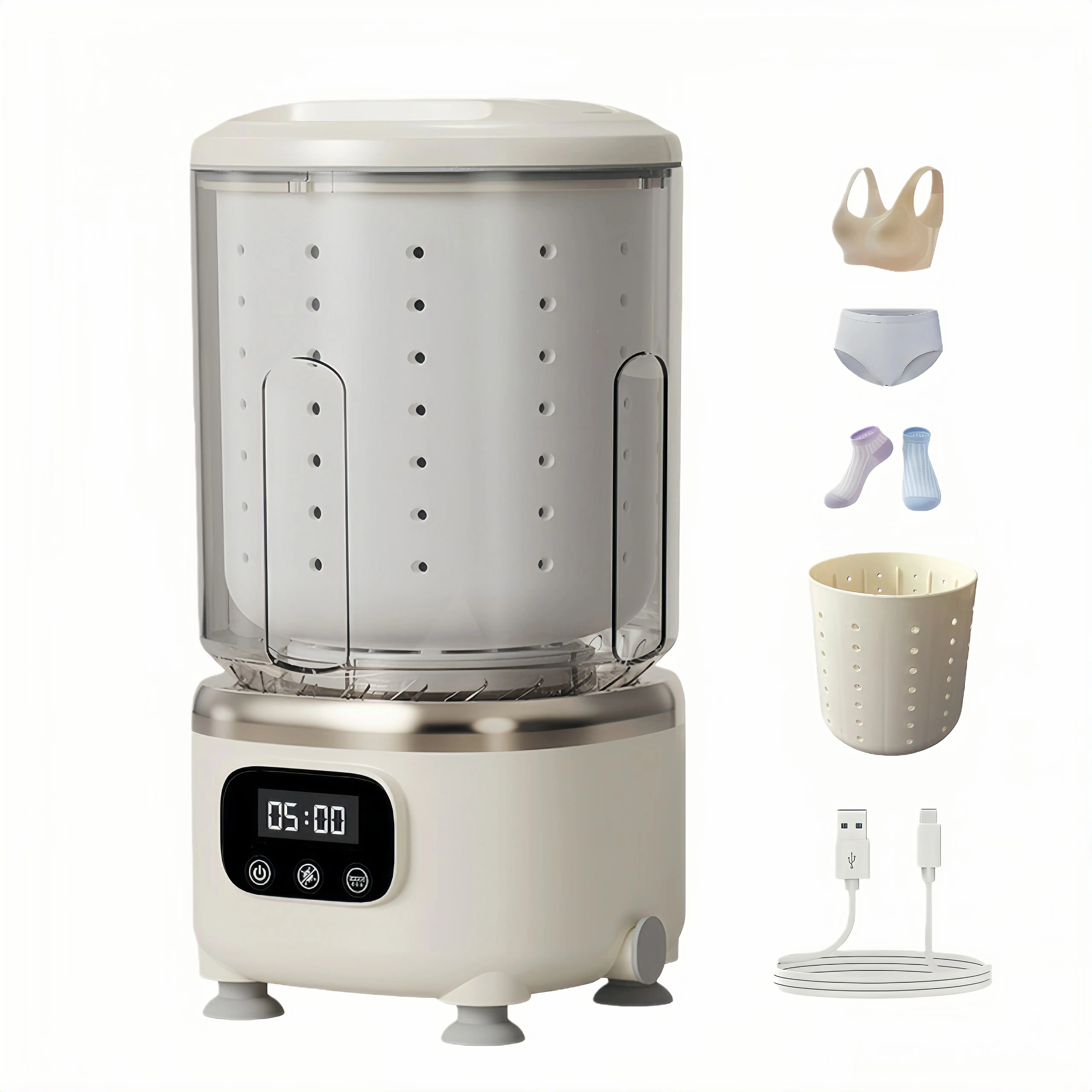 Portable Mini Washing Machine, Underwear Washing Machine for Bra, Underwear, Socks, Rechargeable Washing Machine & Dryer Sets for Apartment, Dorm, Hotel, RV, Travel & Camping