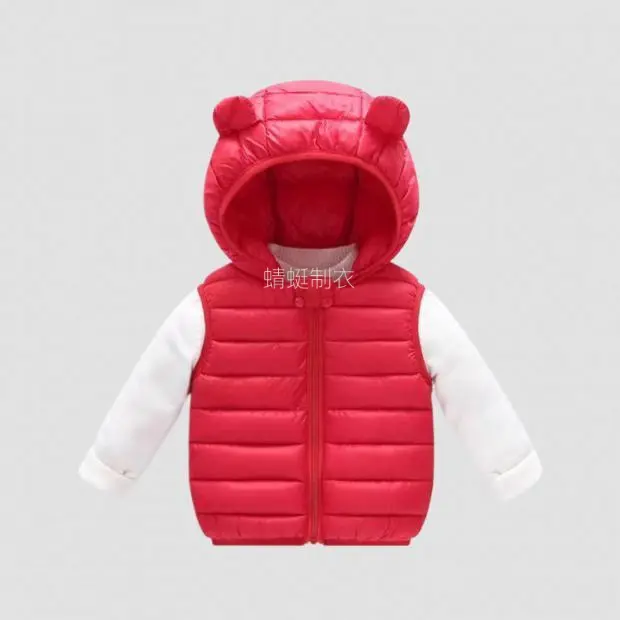 Girls' Casual Plain Hooded Puffer Vest, Woven Polyester Filled Outerwear, H-Type Conventional Fit Top for Fall, Zip, Do Not Dry Clean, Hand Wash Only, Sleeveless, None, Vest Top, Regular Size, Daily Wear, Casual Hooded, 3-4Y, 5-6Y