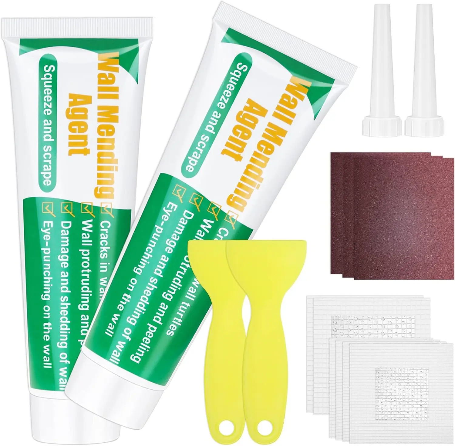 Drywall Repair Kit - Large Hole Patch, Wall Mending Agent with Scraper - Easy to Fill Holes for  Wall, Plaster Dent Repair - 2 count