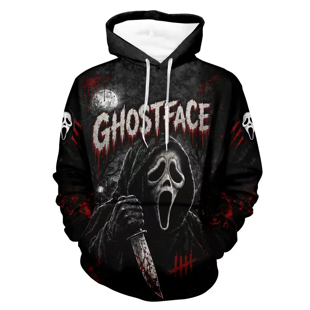 Ghostface Scream Horror 3D Print Hoodie Halloween Slasher Movie Scary Pullover