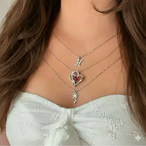Personalized  Stainless Steel Layered Necklaces with Birth Stones, Birth Flowers, and Custom Initials - High Quality Fashion Jewelry for Women