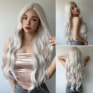 SMILCO Futura Mixed Platinum Blonde Long Hair Body Wave Curly Wig SM9224M Daenerys Targaryen 13x6 Lace Front T-Part Daily Style Adjustable Straps High-Temperature Resistant