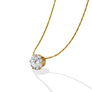 Clavicle necklace jewelry inlaid single diamond zircon necklace couple jewelry female male gift