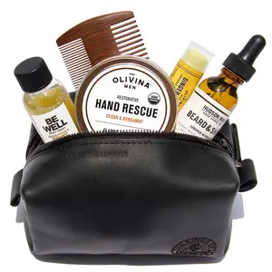 The Kings of Styling - Small Black Leather Dopp Kit