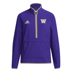 adidas Mens Washington Huskies Quarter Zip Jacket Training Athletic Outerwear Casual - Purple adidas Mens Washington Huskies Quarter Zip Jacket Training Athletic Outerwear Casual - Purple