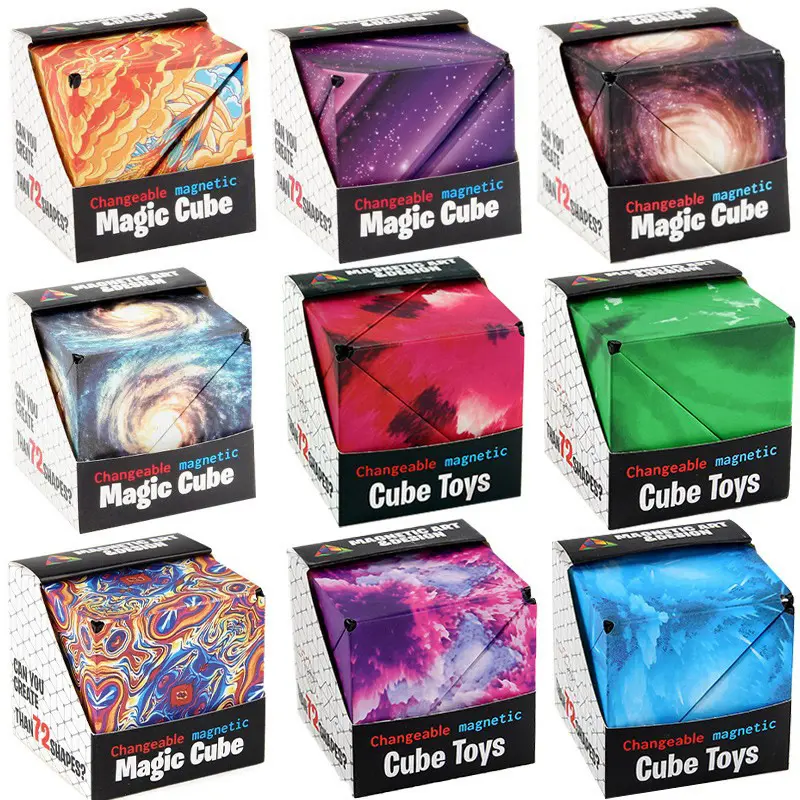 Magnetic Puzzle Cube Stress Relief Fidget Toy,100+ Shape Shifting Geologic 3D Transforming Puzzle Box,Sensory ADHD Autism Anxiety Focus Toys for Adults Kids Teens,Screen-Free Desk Gadget,Cool Handheld Brain Teaser,Birthday Christmas Stocking Stuffer Gifts