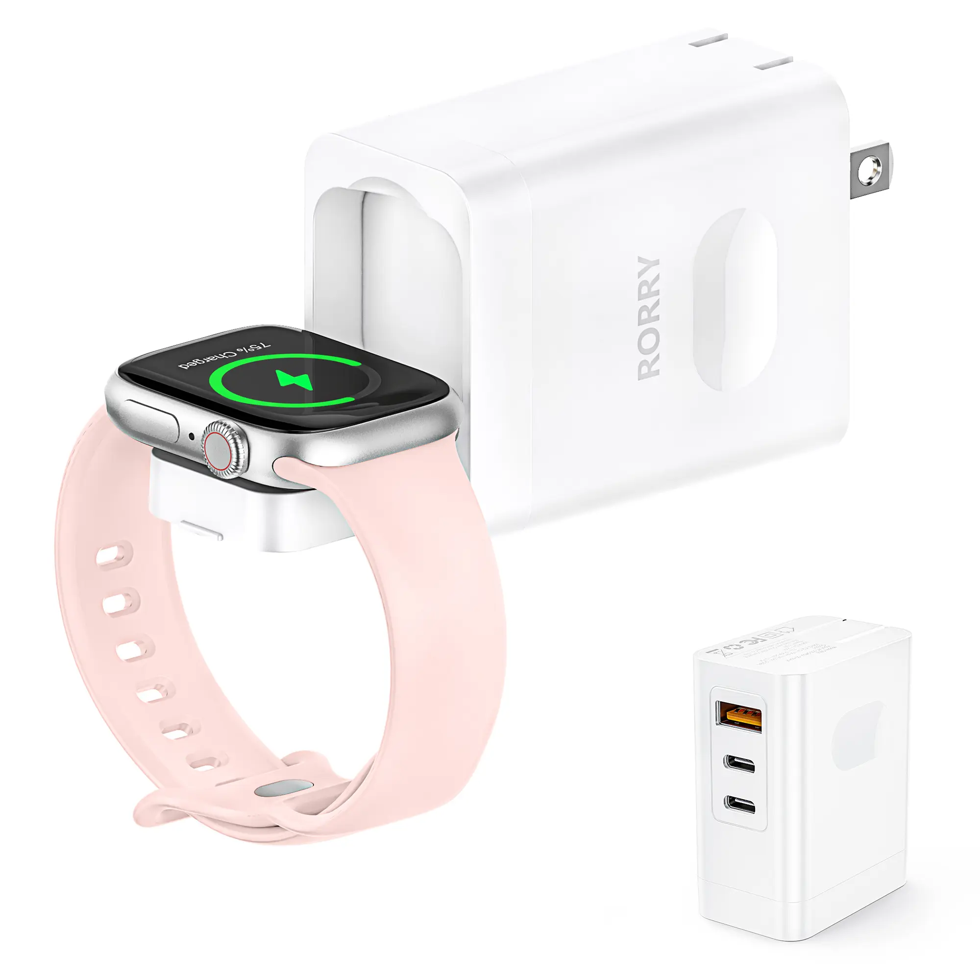 RORRY 2-in-1 Wall Plug Adapter, 35W Dual PD3.0 Type-C Fast Charging, Foldable Travel Power Adapter with USB-C Watch Charger for Mobile, Smartphone, Cellphone, Electronic Devices summerwins