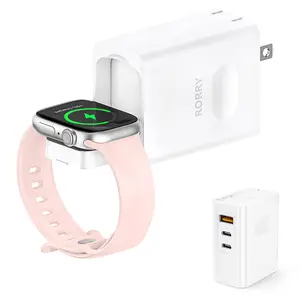 RORRY two-in-one wall plug adapter with watch charging USB C charger suitable for Apple Watch iPhone, dual PD3.0 35W Type-C port fast charging, foldable plug travel power adapter suitable for iPhone,  iPad, AirPods , MacBook Air   valentinesdaygiftideas