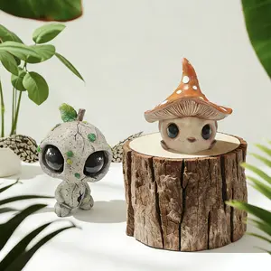 Cute mushroom foyer home decoration, Decorative sculptures, with big eyed alien elf decorations, big eyed mushroom decorations with cute art style, suitable for decorating the office environment