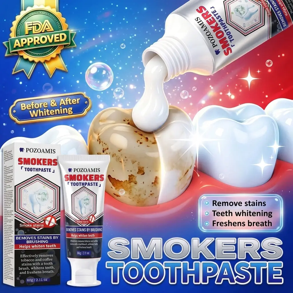 POZOAMIS Smokers Toothpaste, Remove Tartar & Dental Plaque Stains, Brighten Teeth Fast, Ultimate Bad Breath Defense, Fresh Mint Breath, Deep Clean Enamel Care, Viral TikTok Oral Care Booster for White Smile