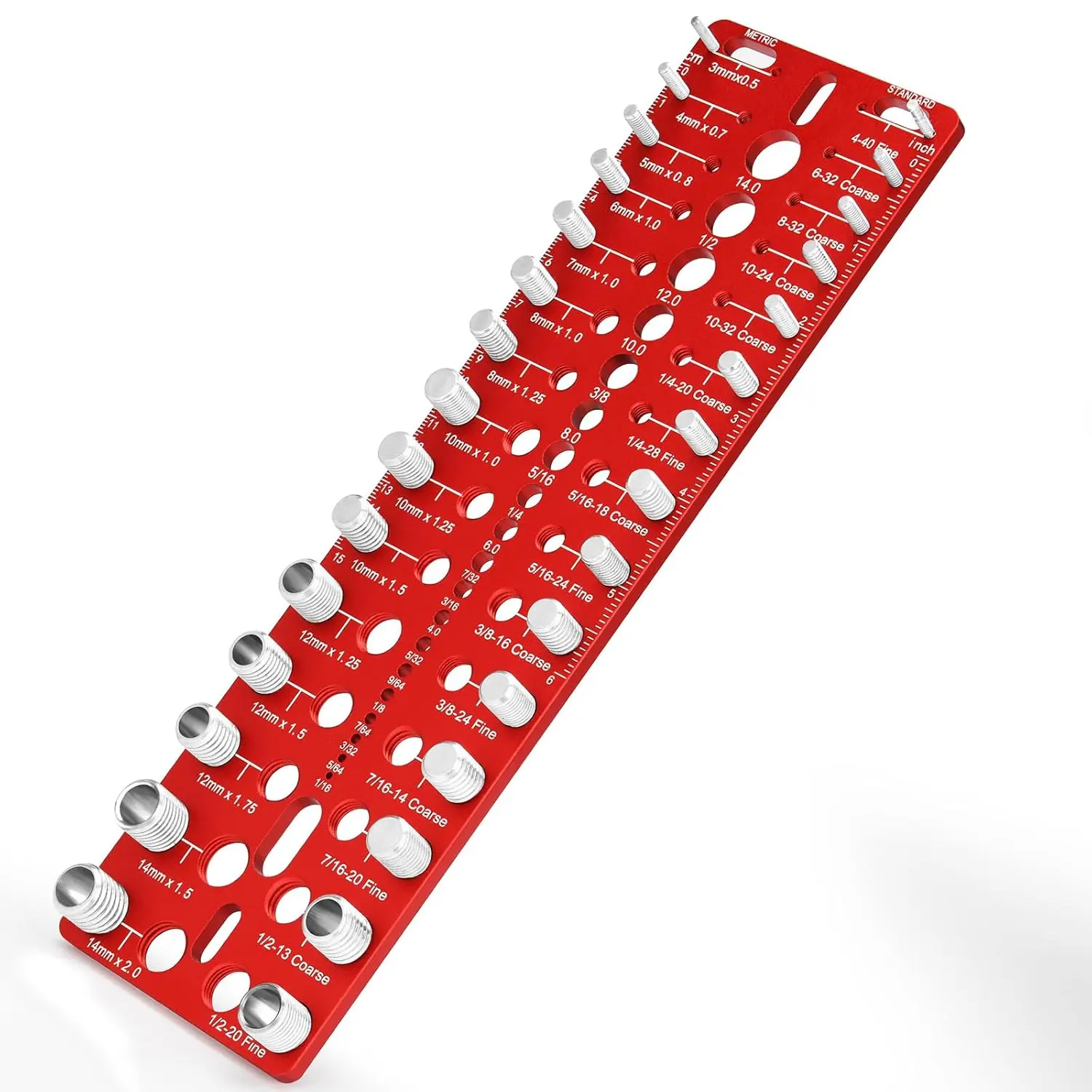 Thread Checker, 49 Nut & Bolt Thread Checker, Bolt Size and Thread Gauge 15 Standard and 15 Metric Sizes & 19 Drill Bit Gauge, Bolts and Nut Identifier Gauge for Easy Verifying Sizing