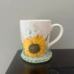 Sage Green macrame coaster 5”
