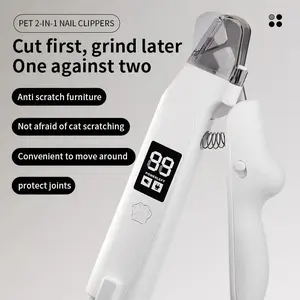 Pet two-in-one nail clipper, multi-functional dog and cat nail trimming set, with anti-slip design, supports USB charging, equipped with LED light, suitable for trimming the nails of small, medium and large dogs, as a holiday gift.
