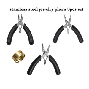 Jewelry  Stainless Steel Pliers(3pcs Set), With Tool Ring for Diy Jewelry Making  Women & Girls DIY Jewelry Making Kit.