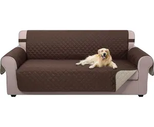 U-NICE HOME Reversible Sofa Cover Washable Couch Cover for Dogs Friendly with Elastic Straps Water Repellent Furniture Protector for 3 Cushion Couch (Sofa, Coffee/Beige)